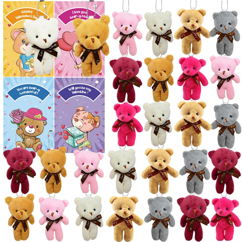 Set De Regalo Para El Día De San Valentín Camirus, 28 Unidades, Miniositos De Peluche Con Tarjetas