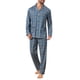 thumbnail image 2 of INSPIRE CHIC Conjunto de Pijamas para Hombre de 2 Piezas con Bolsillo y Patrón de Manga Larga, Talla L, Azul Amarillo, 2 of 5