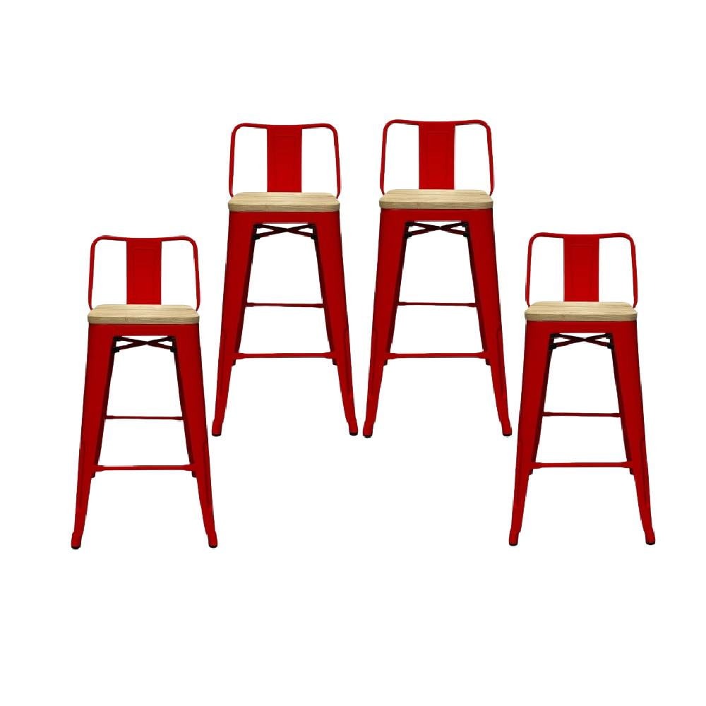 Moad - Pack 4 Taburetes Tolix Rojo Wood 66cm