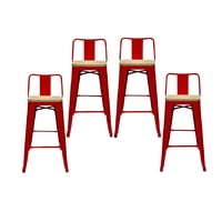 Moad - Pack 4 Taburetes Tolix Rojo Wood 66Cm