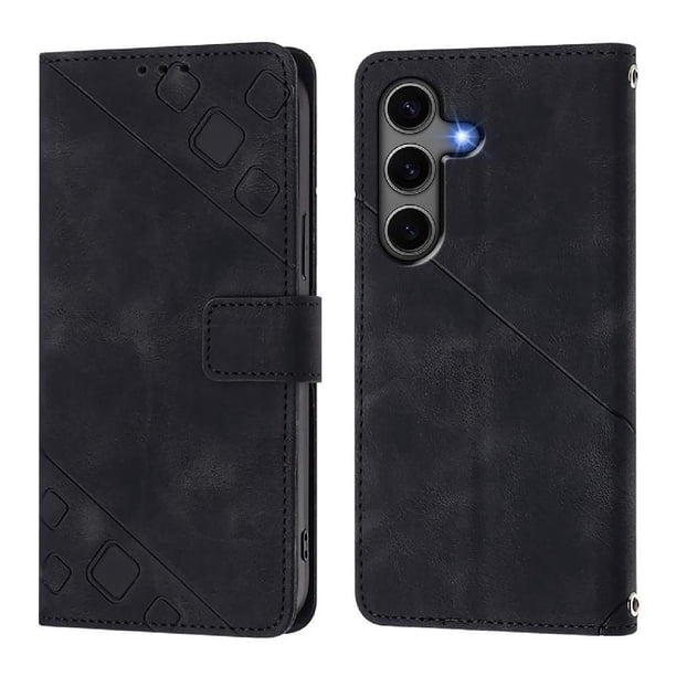 Funda Cartera para Samsung Galaxy S24 Plus con Soporte y Ranuras, Resistente a Golpes y Rayones Negro
