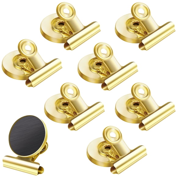 Paquete de 8 imanes para nevera, clips magnéticos dorados