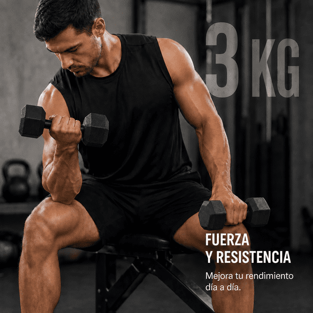 Set X2 Mancuernas Hexagonales PVC EOLAND 3 Kg Cada Una Pesas Fijas Ejercicio Fitness Gimnasio Casa Entrenamiento Musculacion