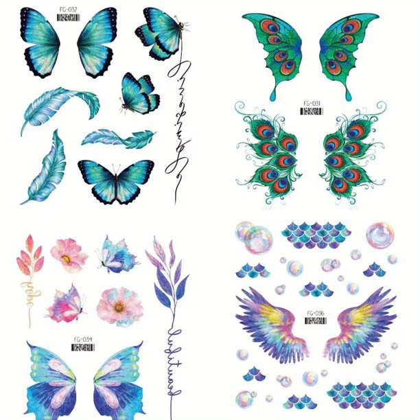 Butterfly Wings Shiny Tattoo Sticker Waterproof Body Art Fake Tattoo Women Makeup Dance Music Festival Sticker
