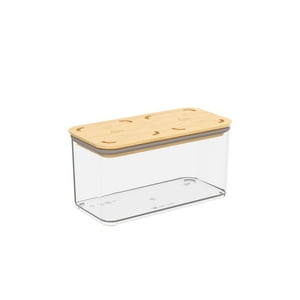 Coza - Contenedor Hermético Rectangular Modo Bambú 1,3L Blanco