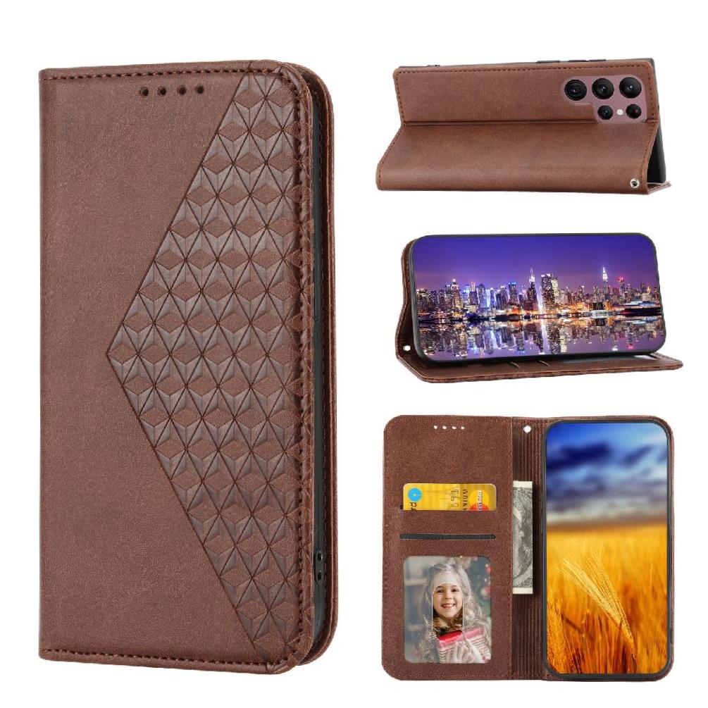 Funda Flip Foxdock Para Samsung Galaxy S22 Ultra , Estilo Billetera Con Diseño Rombo, Correa De Mano Y Soporte, Uso Diario