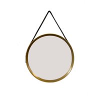 Vgo - Espejo Decorativo Para Colgar Redondo Con Correa 40 Cm