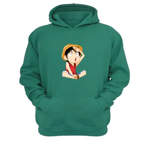 Genérico - Polerón Canguro Luffy Verde Aguamarina Talla Xl Unisex