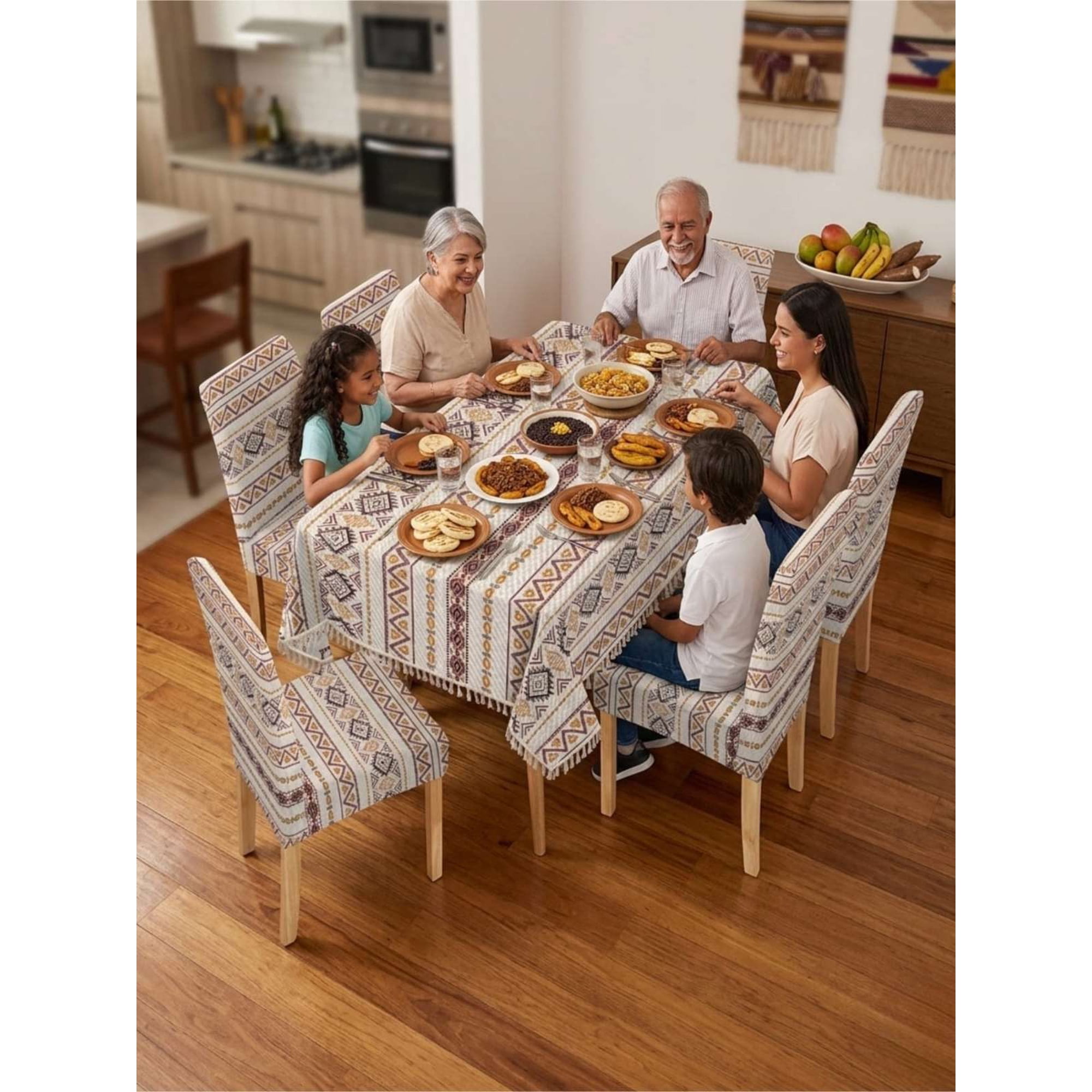 Todo Para El Hogar - Juego De Mantel Rectangular Con 6 Fundas De Sillas