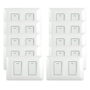 Genérico - Pack 10 Interruptor Doble 9/24 10A 250V Blanco