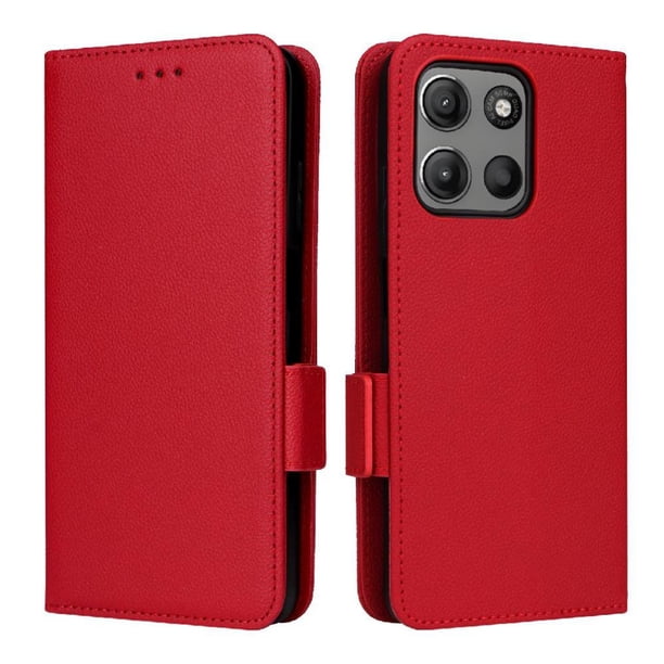 Funda Cartera para Motorola Moto G15 Tapa Flip con Ranuras y Soporte Rojo