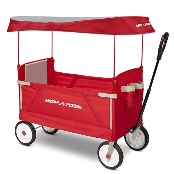 Radio Flyer Stroller Wagon 3 en 1 EZ Fold con toldo rojo