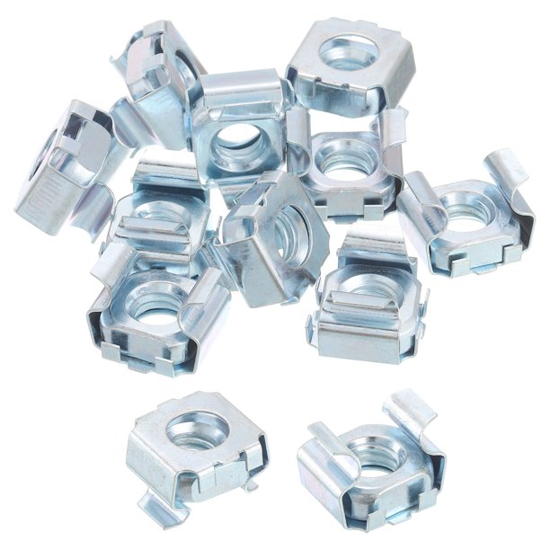 Uxcell 5/16-18 Tuerca de Jaula, Paquete de 20 Tuercas de Jaula a Presión, Tuerca Métrica de Acero al Carbono Zincado para Gabinete de Rack de Servidor, Plata