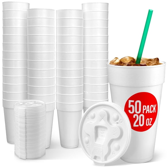 Vasos de Poliestireno Shop Square 20 oz Paquete de 50 con Tapas