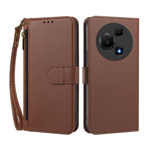 Funda Tipo Billetera para TCL 60 NxtPaper 4G con Soporte y Bolsillo con Cierre Marrón