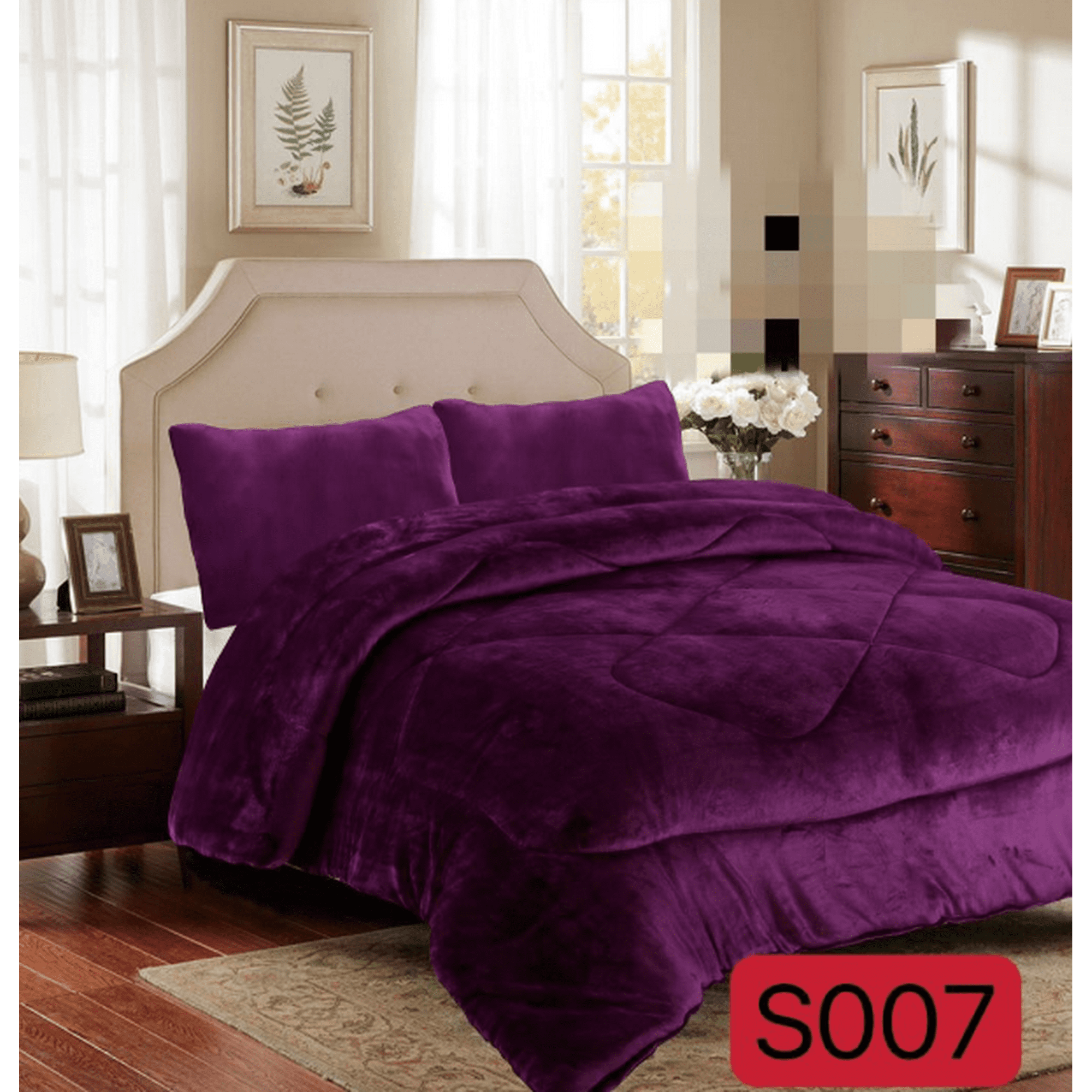 Todostore - Cobertor Plush Con Chiporro 2 Plazas Color Morado Liso