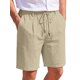 thumbnail image 1 of INSPIRE CHIC Pantalones Cortos de Lino con Cintura Elástica y Cordón para Vacaciones en la Playa para Hombre L Caqui, 1 of 5