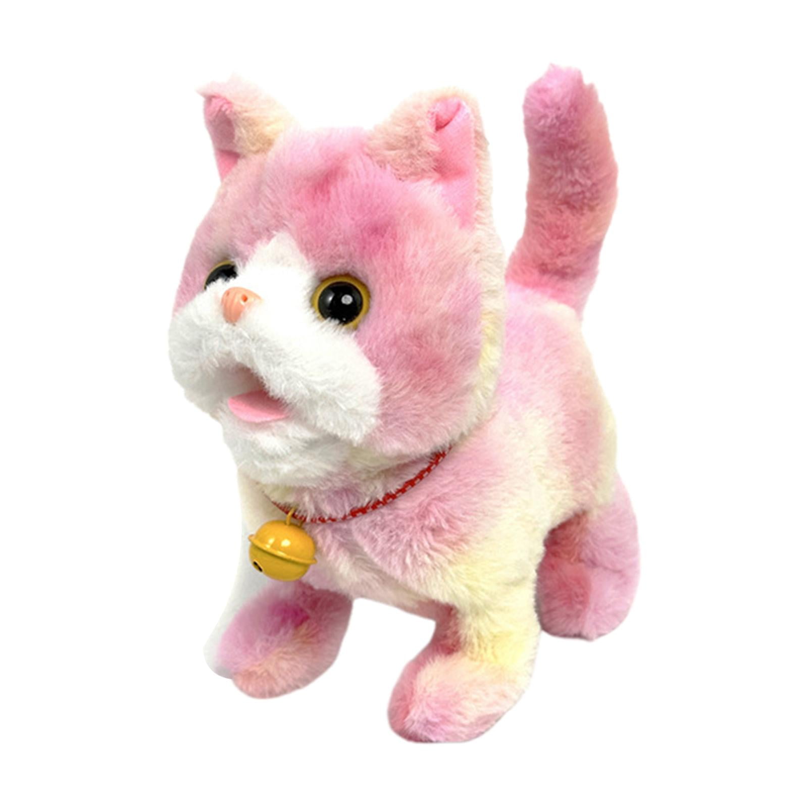 Magideal - Juguete Eléctrico Del Gato Del Juguete De La Felpa, Juguete Del Animal Doméstico Para Los Niños, Juguete Electrónico Del Gato Del Maullido Que Menea P Rosa