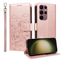 Funda Billetera Foxdock Compatible Con Samsung Galaxy S23 Ultra, Diseño Perrito Tierno, Ranuras Para Tarjetas Y Soporte Plegable