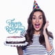 thumbnail image 4 of Cake Topper Crseniny Happy Birthday, cartulina azul con purpurina, 4 of 4