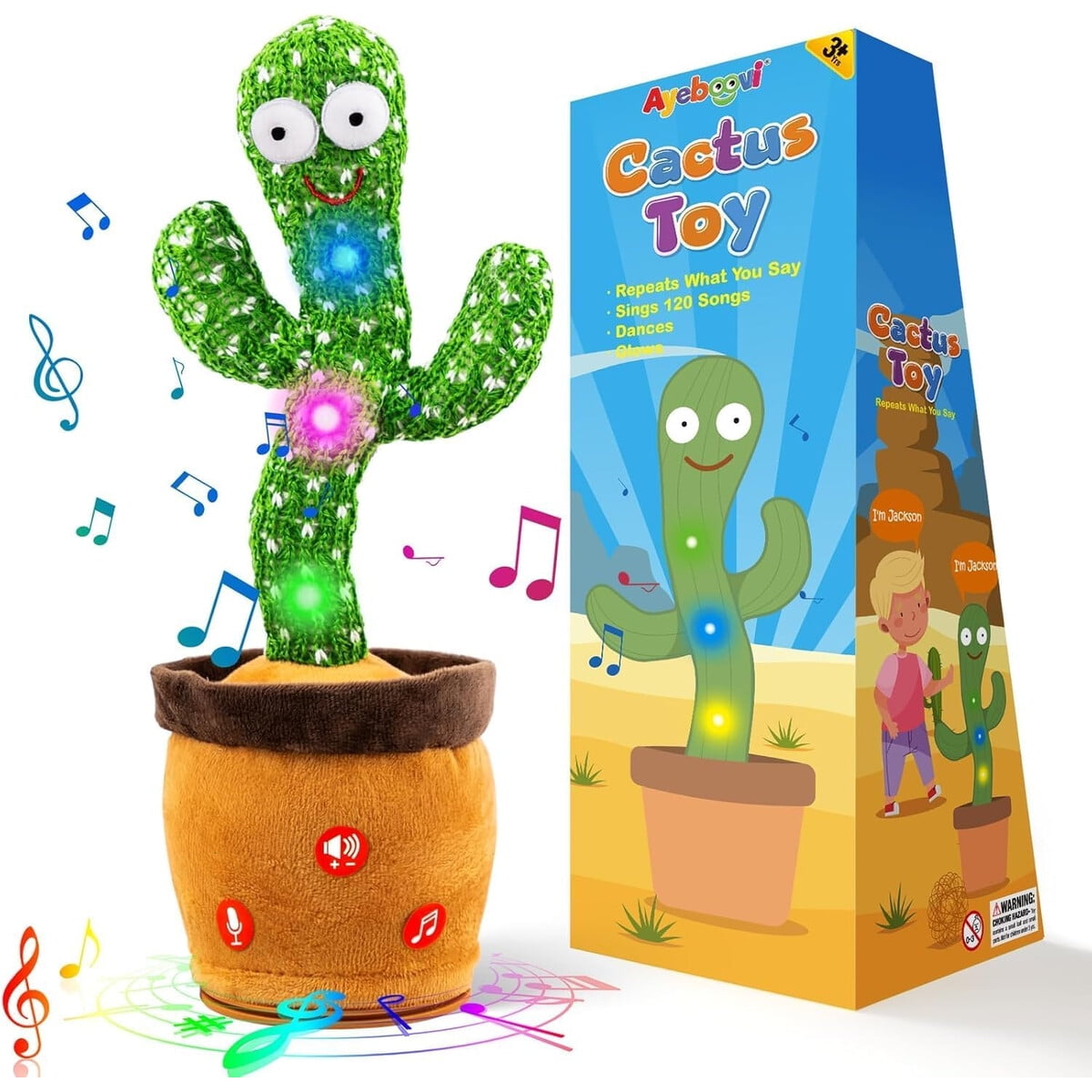 Juguete Cactus Bailarán Parlante Ayeboovi Volumen Ajustable