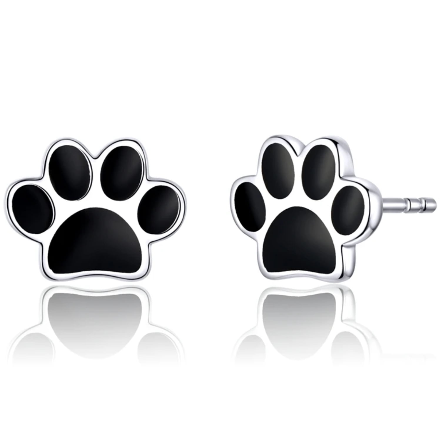 Lukso - Aros Huella De Perrito Negro En Plata 925