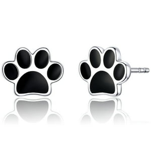 Lukso - Aros Huella De Perrito Negro En Plata 925