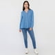 thumbnail image 4 of Blusa Mujer Camisera Tencel Azul Medio Corona, 4 of 5