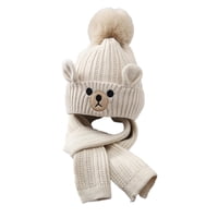 Magideal - Conjunto De Gorro Y Bufanda De Invierno Para Niños, Gorro De Punto, Calentador De Cuello Para Montar A Caballo , Beige