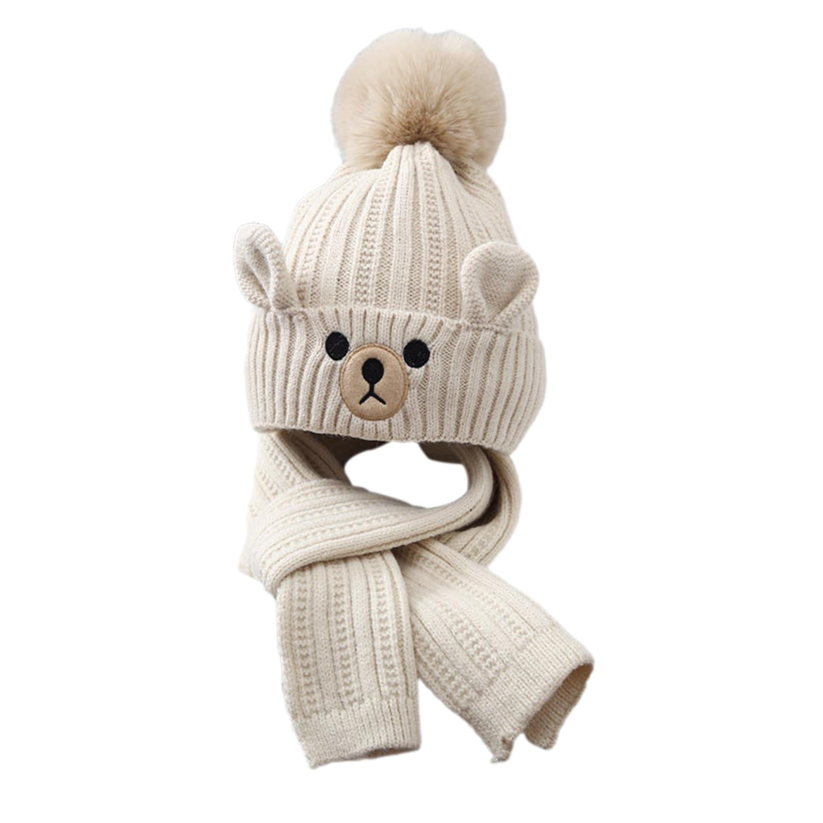 Magideal - Conjunto De Gorro Y Bufanda De Invierno Para Niños, Gorro De Punto, Calentador De Cuello Para Montar A Caballo , Beige