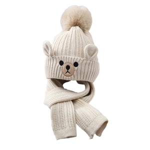 Magideal - Conjunto De Gorro Y Bufanda De Invierno Para Niños, Gorro De Punto, Calentador De Cuello Para Montar A Caballo , Beige