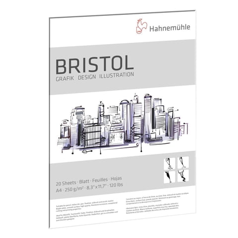Block Dibujo Hahnemuhle Bristol 250Gr 20 Hojas A4 21X29Cm