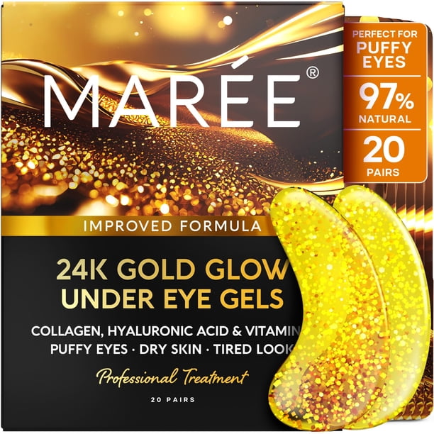 MAREE Parches de gel para el contorno de ojos con oro de 24 quilates, colágeno y ácido hialurónico