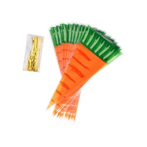 Magideal - Bolsa De Dulces De Zanahoria De Dibujos Animados, Bolsas De Papel De Regalo, Suministros De Palomitas De Maíz, Bolsa De Regalo Translúcida Para Año Nu 50 Pcs