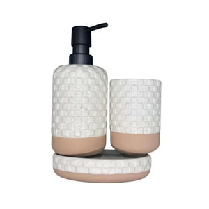 Oem - Set Juego De Baño 3 Pieza Jabon Dispensador Cepillo Ceramica