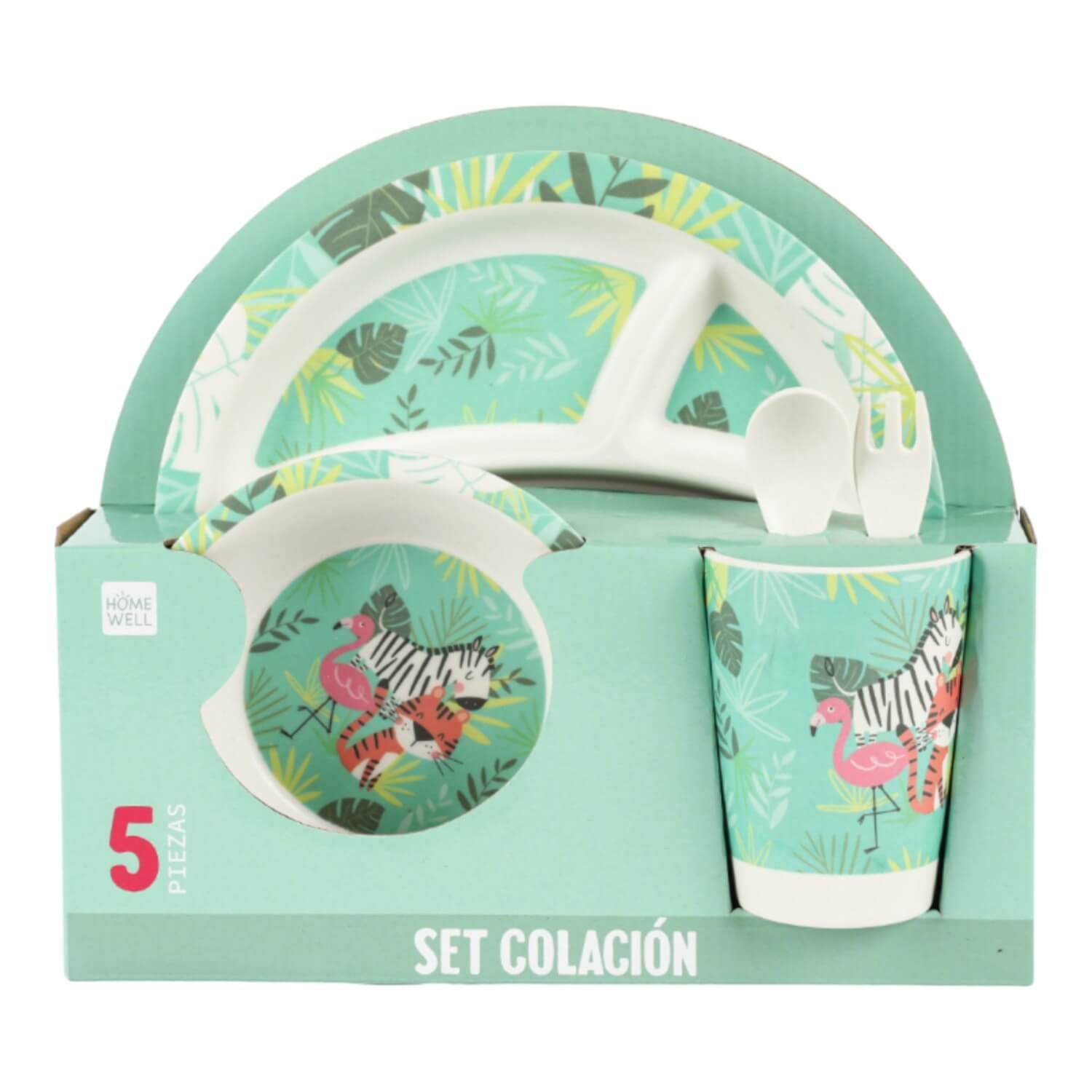 Homewell - Set Melamina Verde Manzana 5pcs