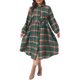 thumbnail image 2 of Agnes Orinda Conjuntos de Halloween para Mujeres Tallas Grandes Vestido Camisero Abotonado con Cinturón Cuadros Dobladillo Curvo Mangas Largas Vestidos Casuales de Otoño con Bolsillos L Verde, 2 of 5