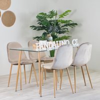 Pandalino - Comedor Moderno Mesa Vitreo 120X80 + 4 Silla Isy Beige | Confort Total