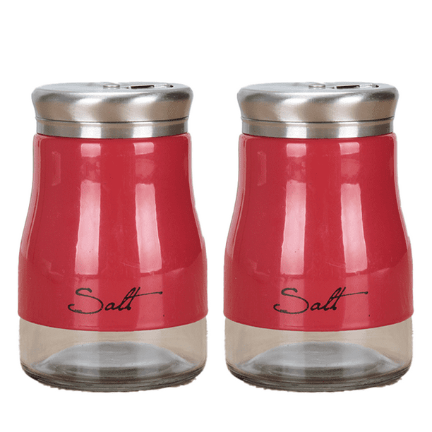 Salero y pimentero de acero inoxidable con fondo de cristal, accesorios de cocina modernos