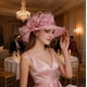 thumbnail image 3 of Sombrero De Organza Rosa De Ala Ancha Para Boda E Iglesia, 3 of 7
