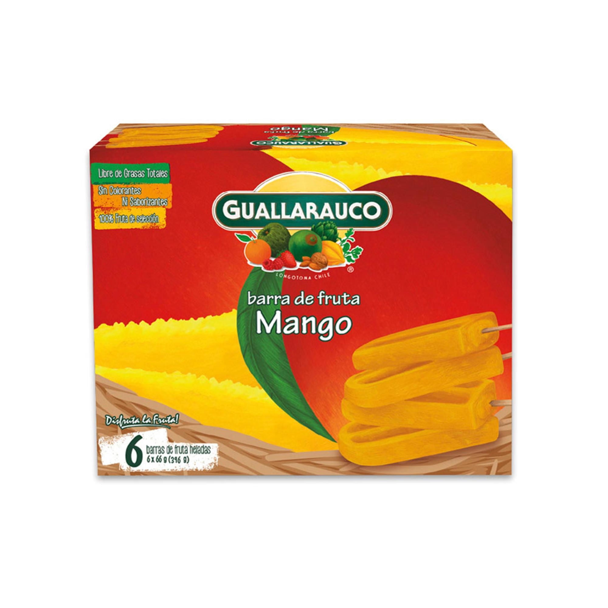 Helado Barra de Fruta Mango Caja, 6 Un 60 ml c/u