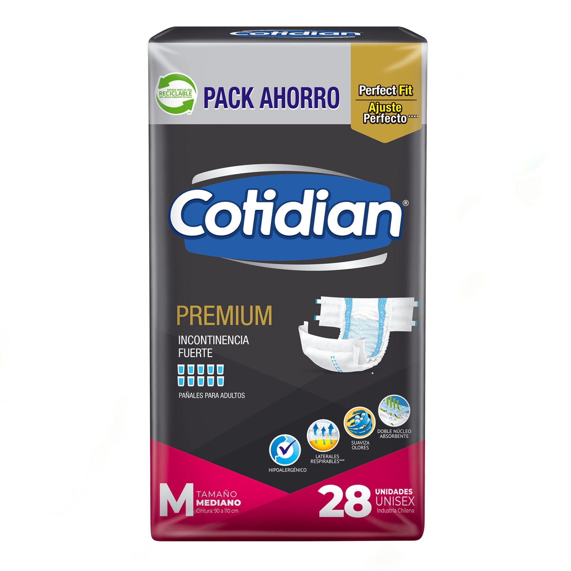 Pañales De Adulto Premium M 28 Un Cotidian