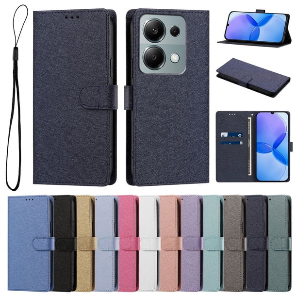 Cartera para Xiaomi Poco M6 Pro 4G con Soporte y Correa, Azul Marino