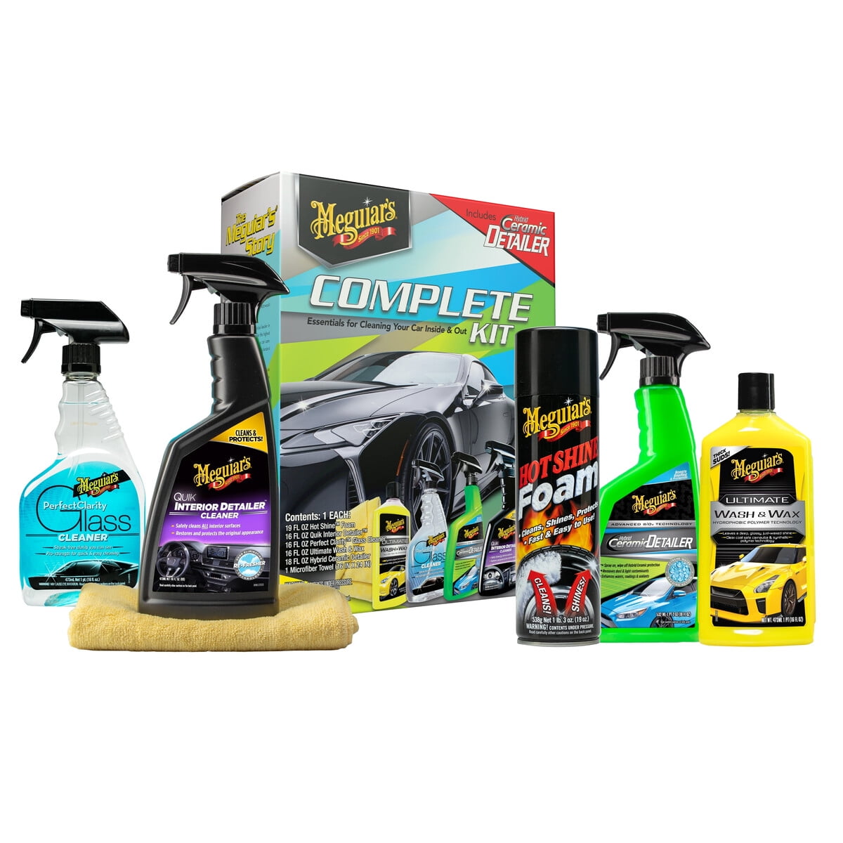 Kit Cuidado Auto Meguiars 6 Piezas Detailing Wash Wax