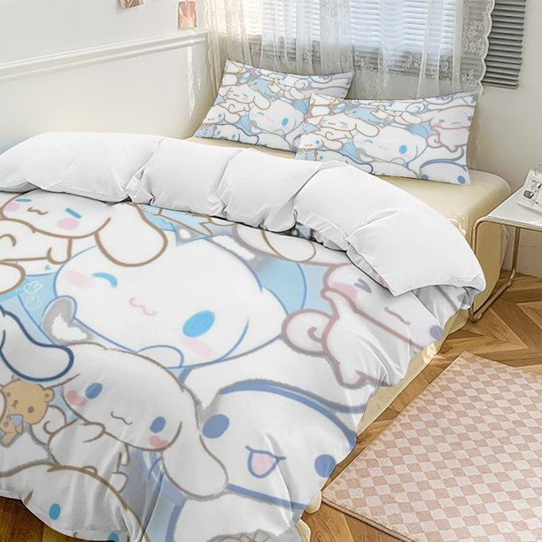 Cinnamoroll 3-Piece Twin Bed Set - Includes 1 Single Comforter And 2 Pillowcases Bedding - Fade Resistant Microfiber - Cinnamoroll