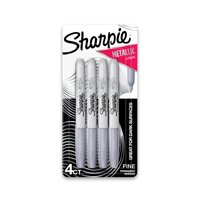 Rotulador Sharpie Metálico Permanente Con Punta Fina, Plateado, 4 Unidades