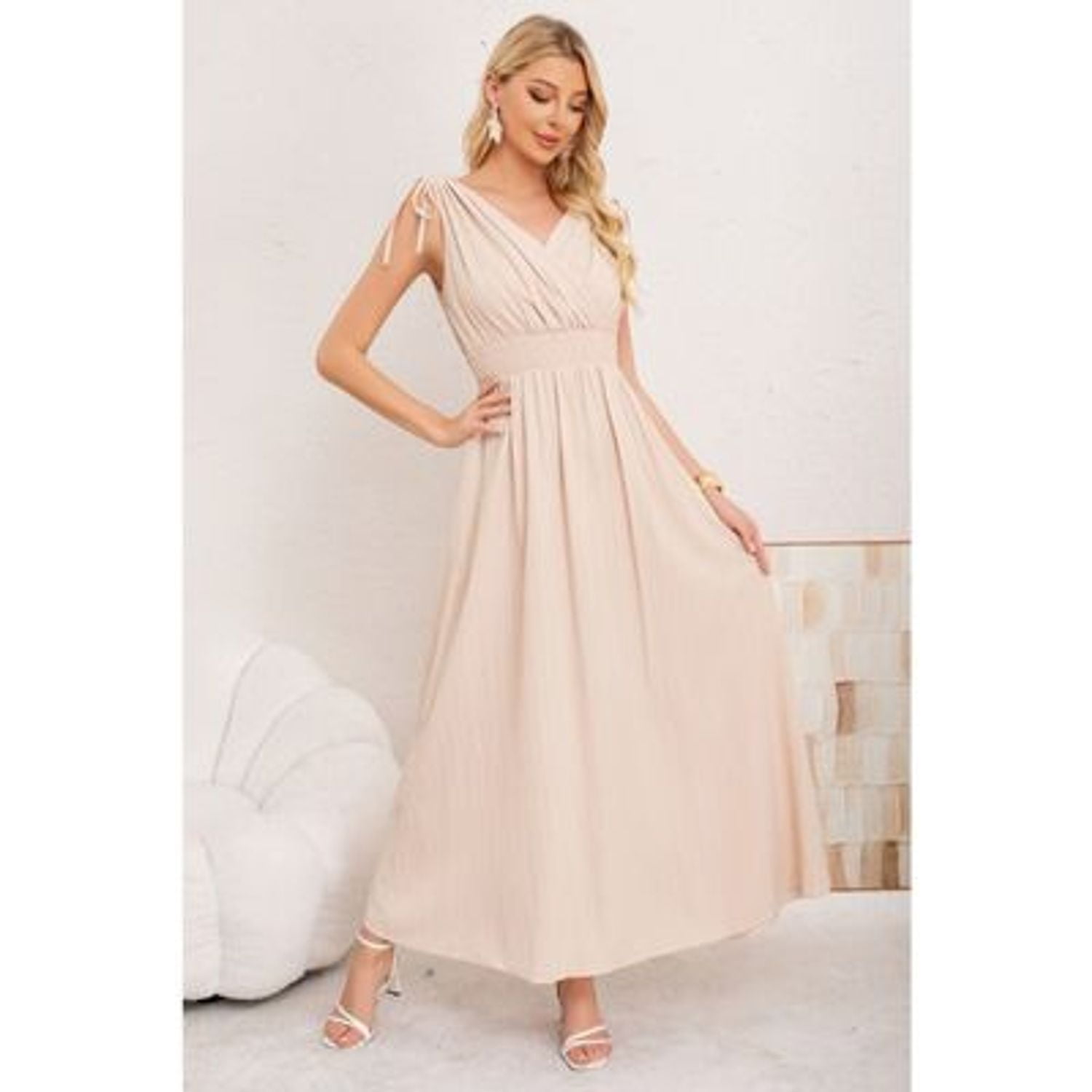 Likeshop - Maxi Vestido Largo Mujer Casual Eventos Texturizado Sin Manga 3374