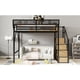 thumbnail image 3 of Queen Size Loft Bed with Stairs, Metal Queen Loft Bed with Storage Shelves, High Loft Bed with Wardrobe for Kids Teens Adults, Black(Old SKU W2580S00026 ) Patent Products, 3 of 3