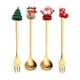 thumbnail image 3 of Juego De Tenedores Y Cucharas Navideñas, Utensilios Multiusos Para Bodas, Helado Dorado, 4 Uds., 3 of 3