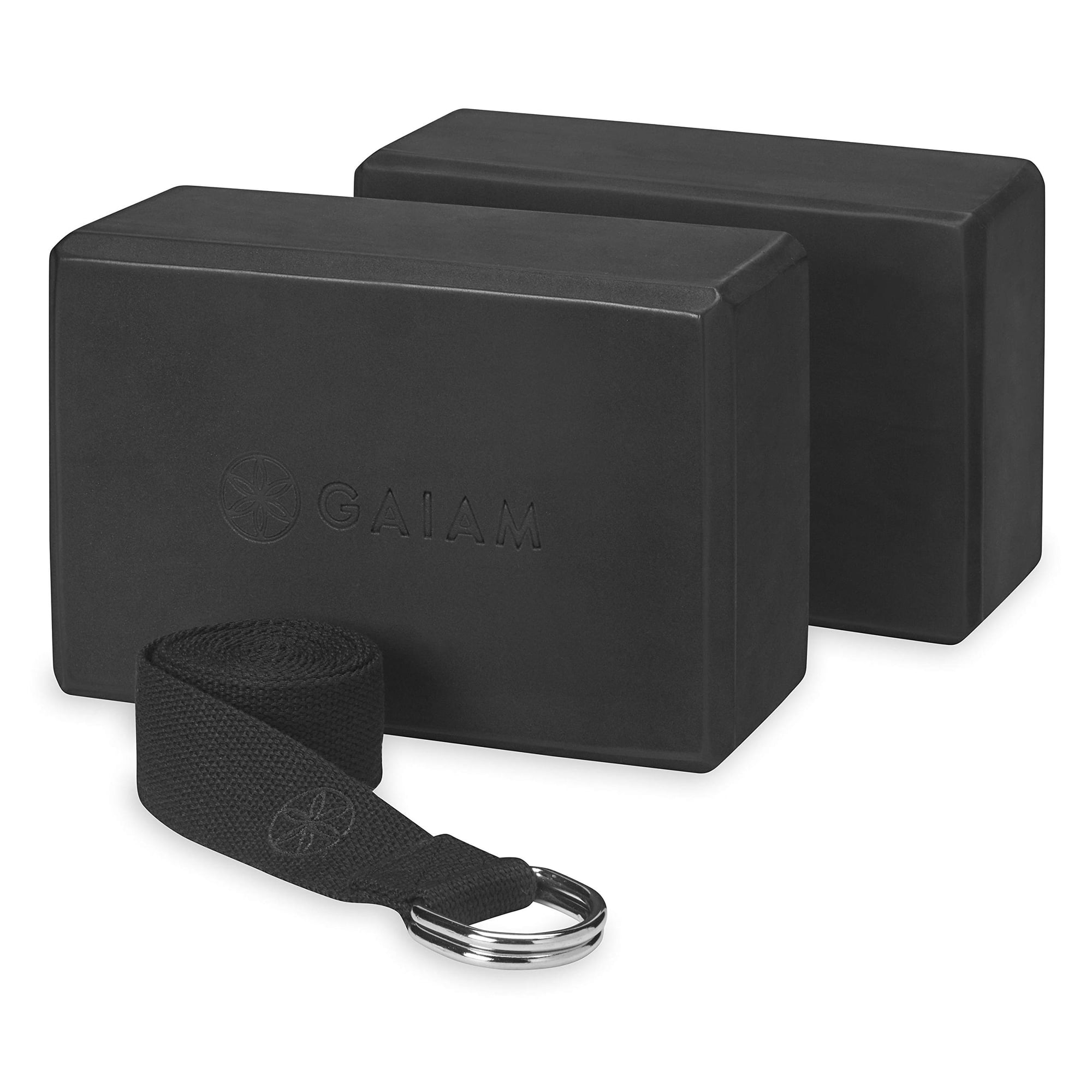 Juego De Bloques Y Correas Para Yoga Gaiam, Paquete De 2, Negro